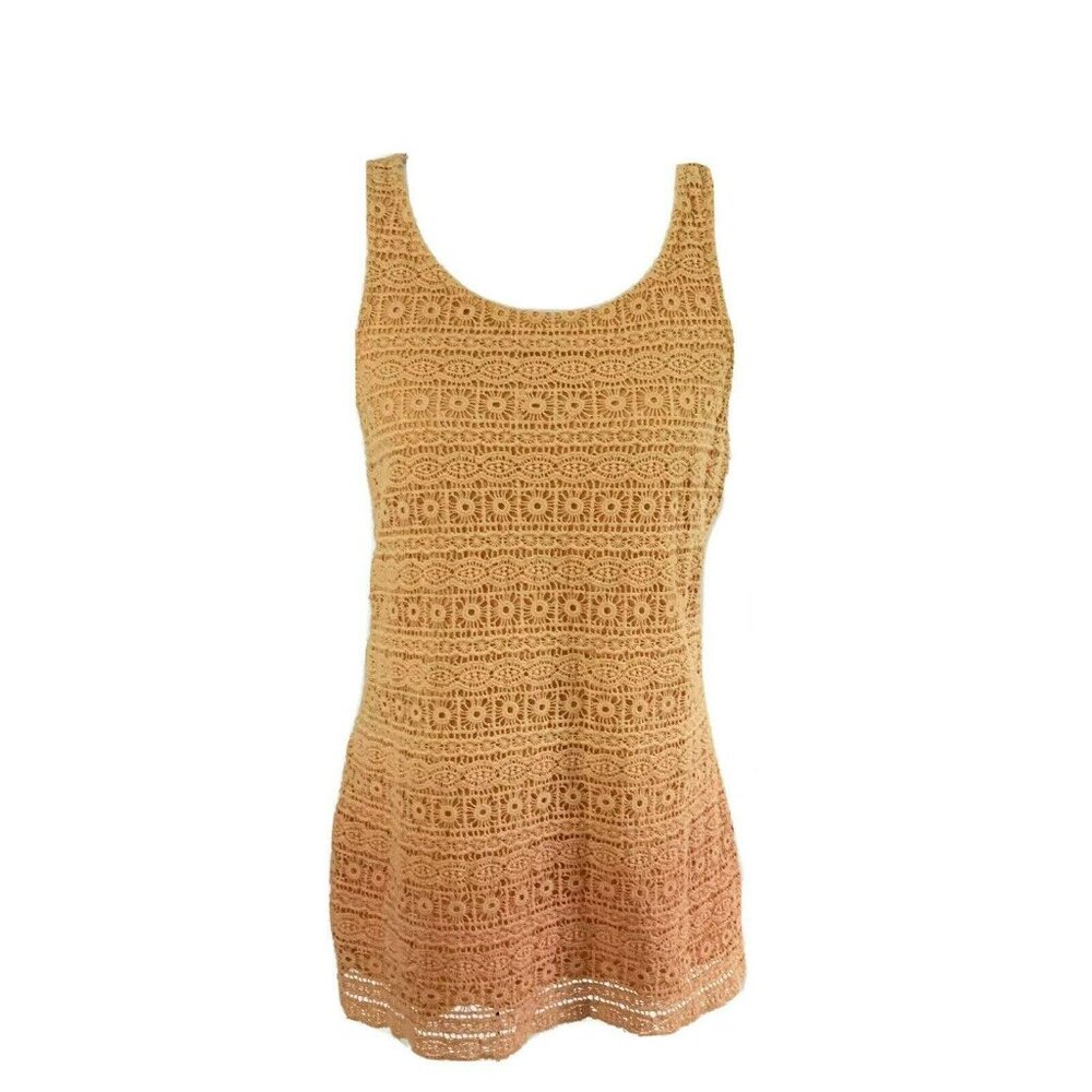 Madison Yellow Orange Ombre Crocheted Lace Tank